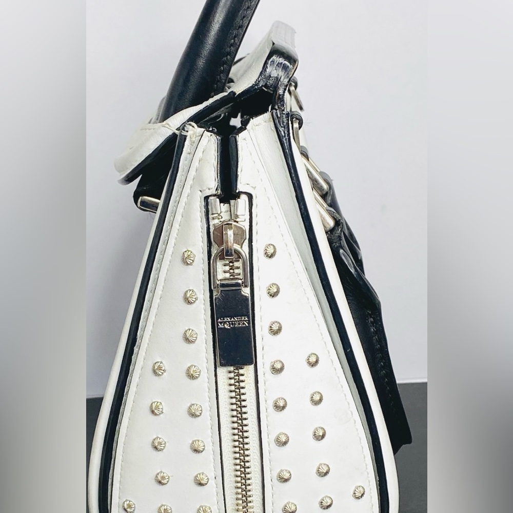 Alexander McQueen Black and White Lattice Satchel - Picture 8 of 16